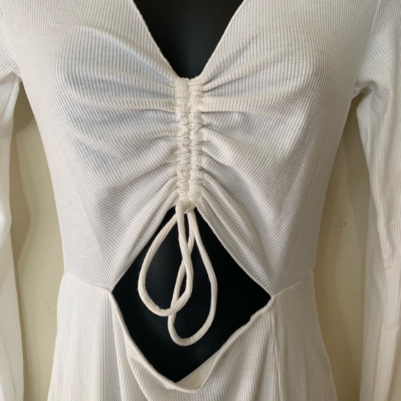 Princess Polly White Pinch Me Ribbed Long Sleeve Dress - Picture 6 of 13